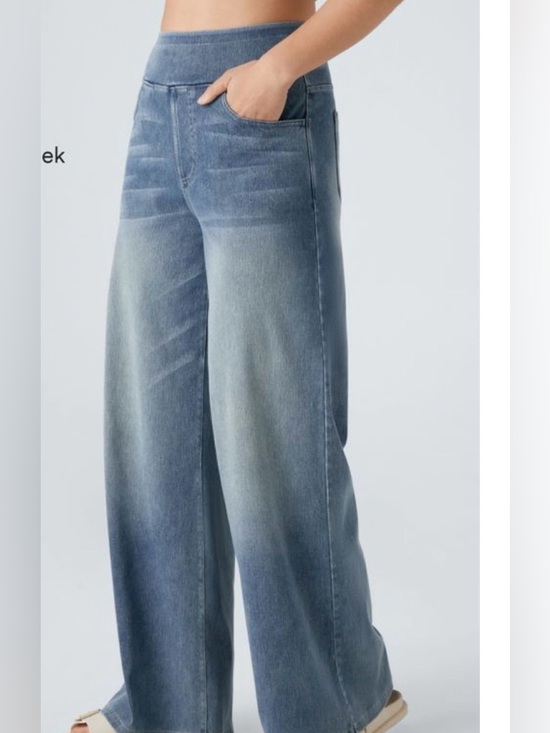 HALARA Pants - Waisted Pockets Baggy Wide Leg Washed Jeans size medium tall